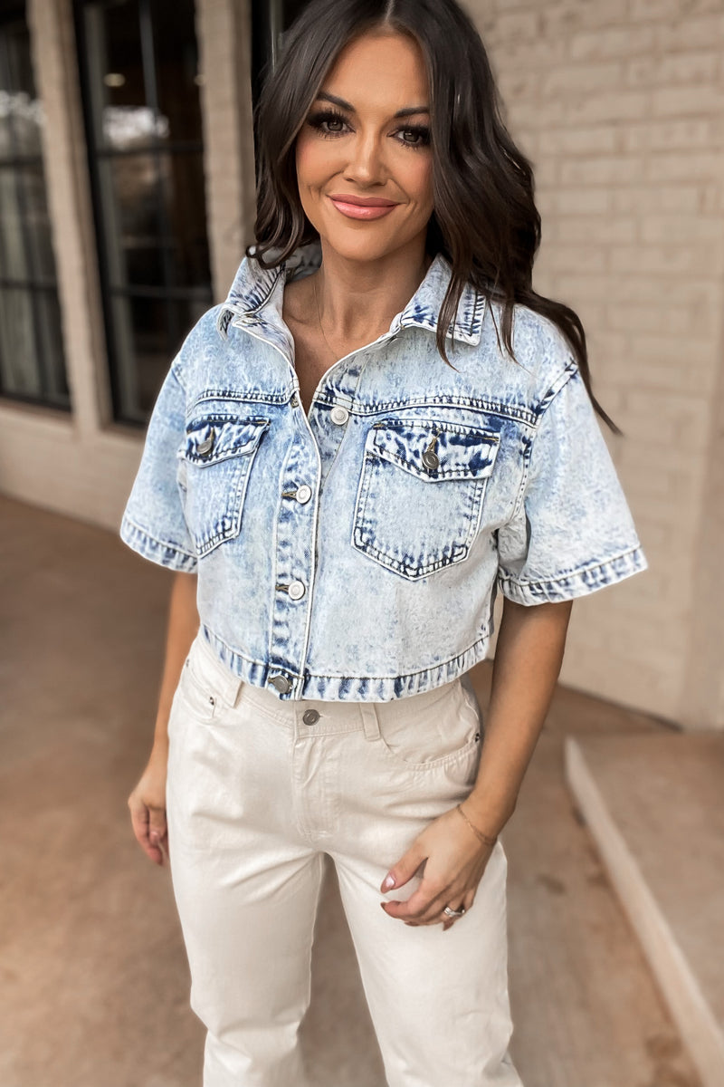 Sassy And Classy Denim Cropped Jacket