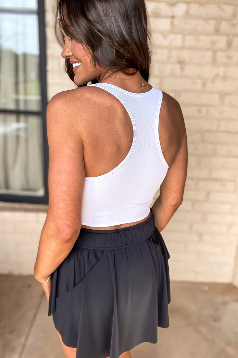 Ribbed Racerback Cropped White Active Top