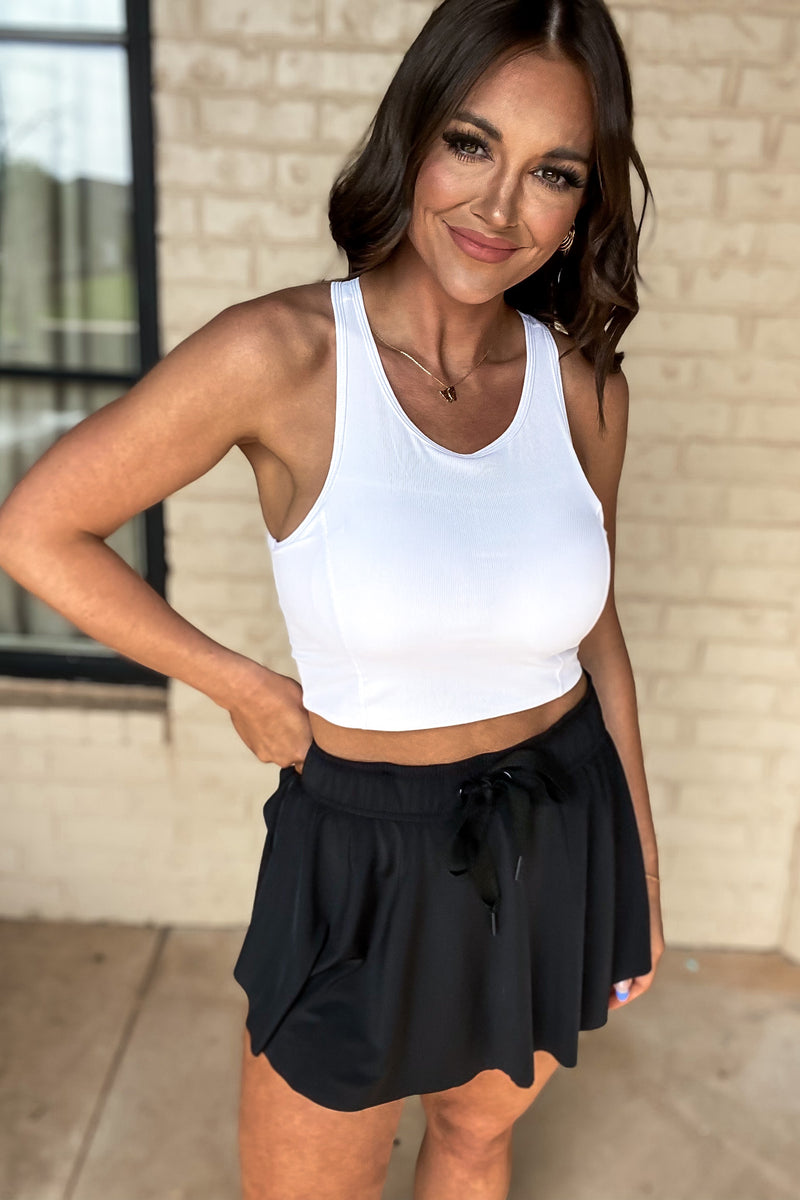 Ribbed Racerback Cropped White Active Top