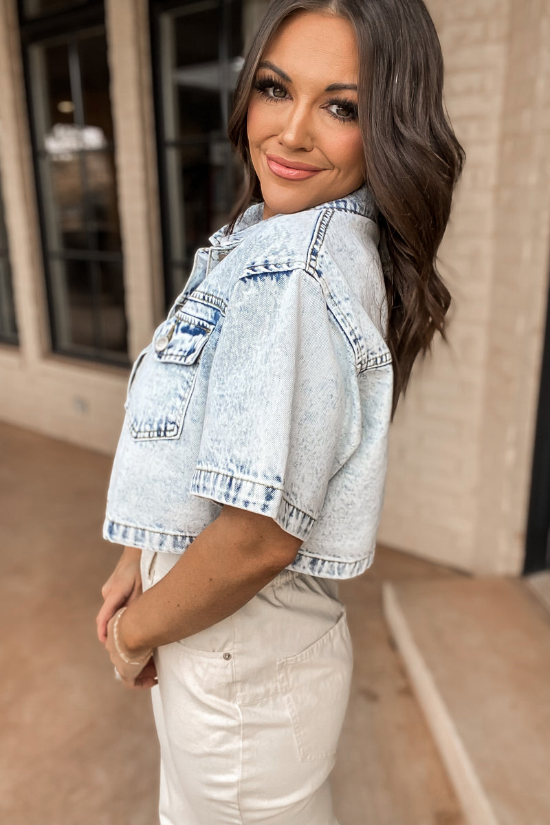 Sassy And Classy Denim Cropped Jacket