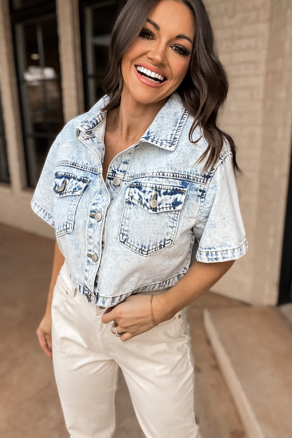 Sassy And Classy Denim Cropped Jacket