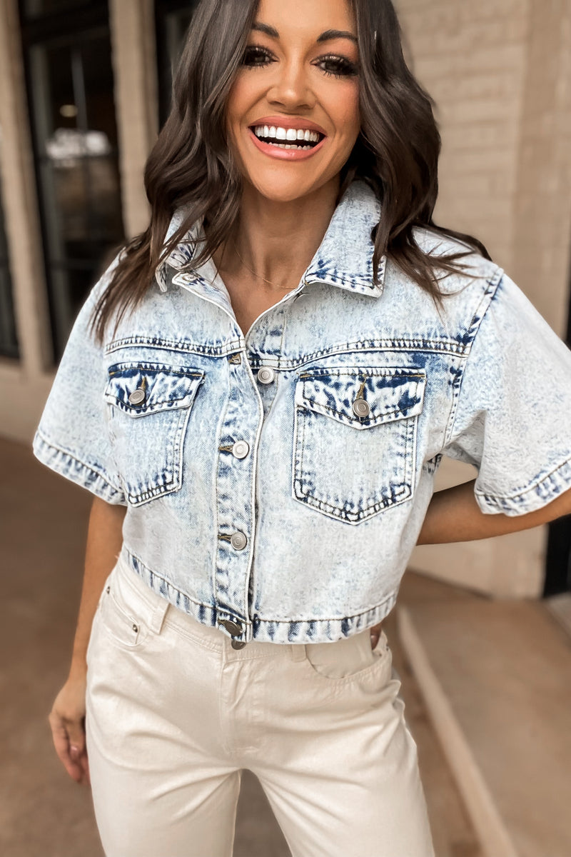 Sassy And Classy Denim Cropped Jacket