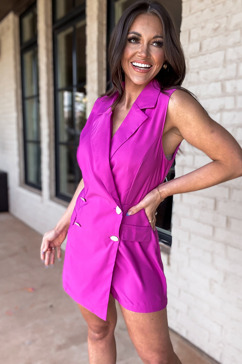 The Ultimate Feeling Orchid Sleeveless Blazer Romper