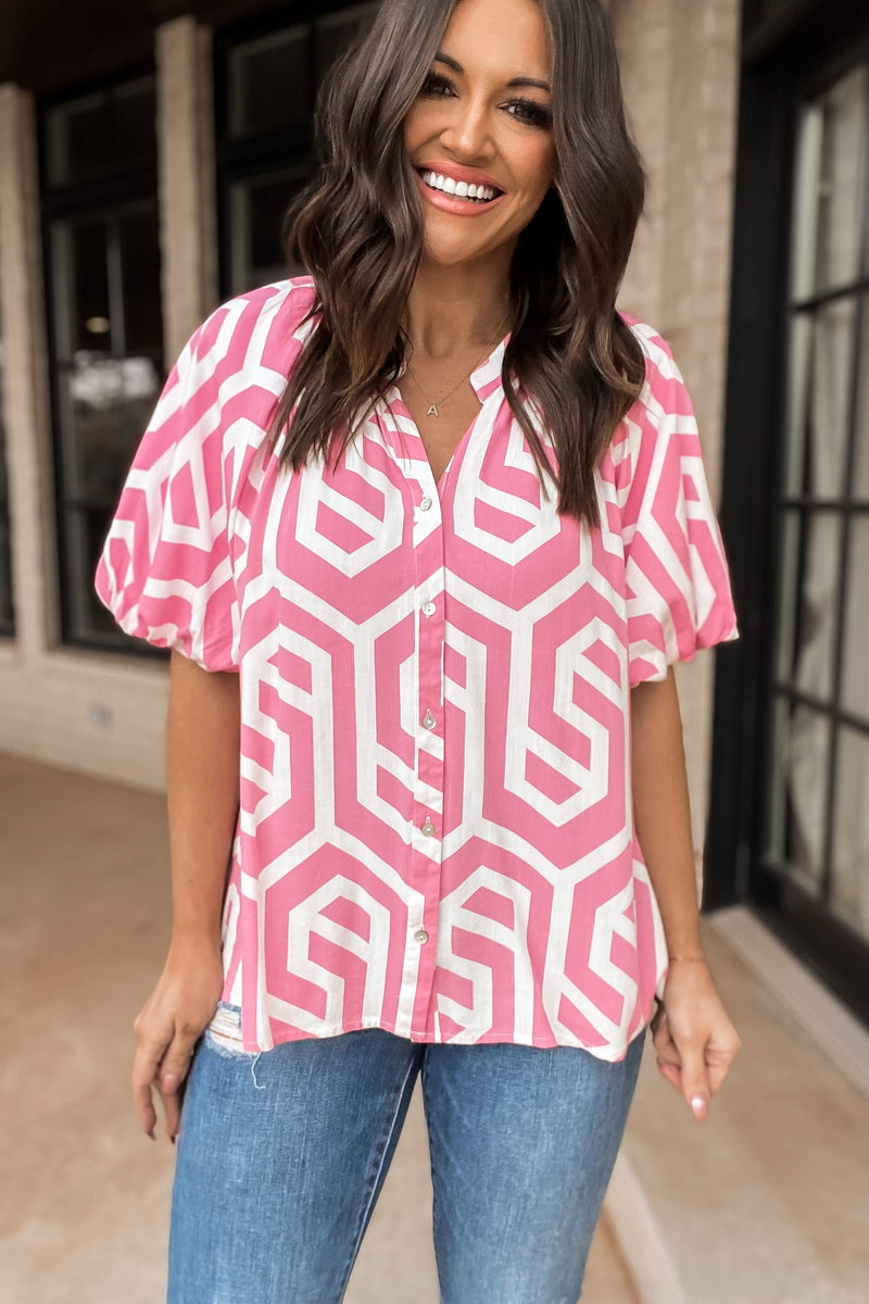 Good Point Pink Print Top