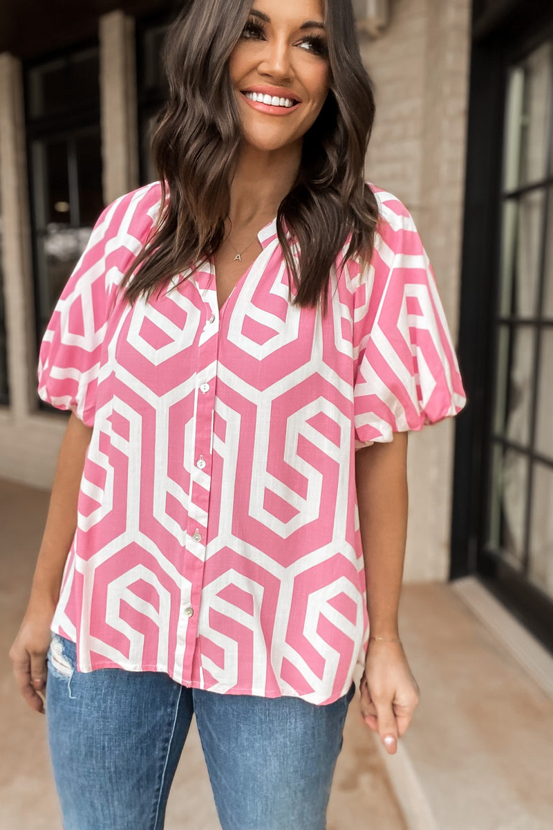 Good Point Pink Print Top