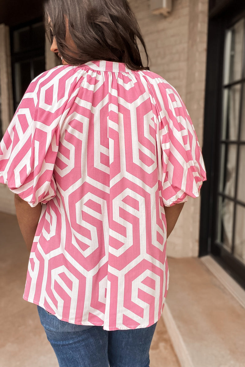 Good Point Pink Print Top