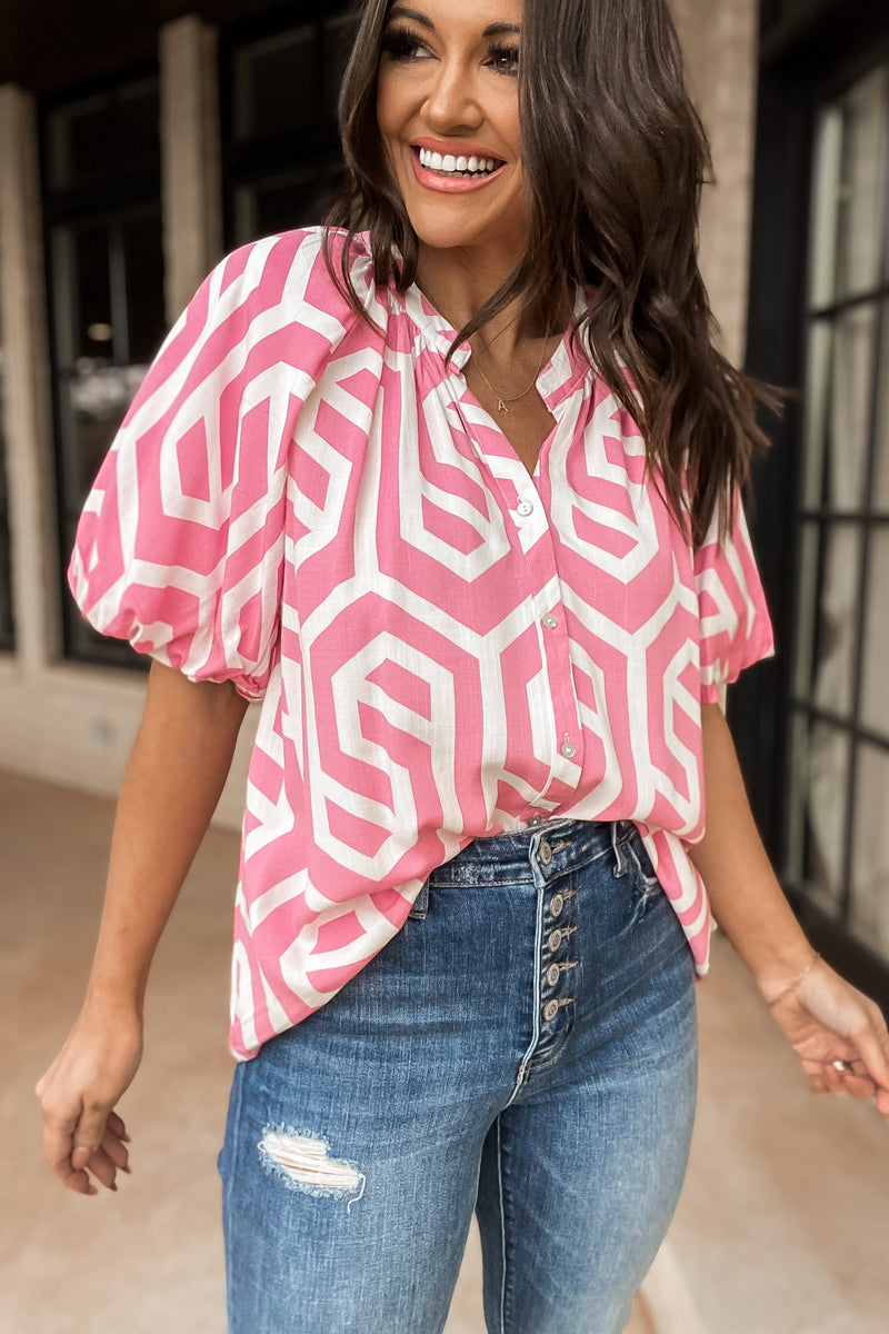 Good Point Pink Print Top