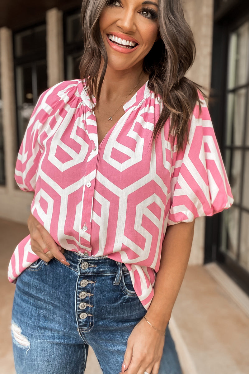 Good Point Pink Print Top