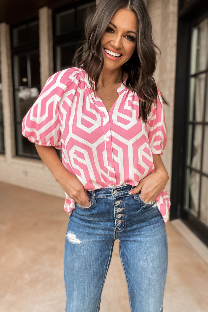 Good Point Pink Print Top