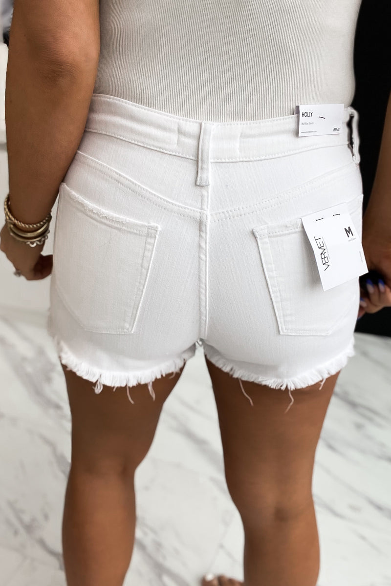 Holly Mid Rise Optic White Shorts