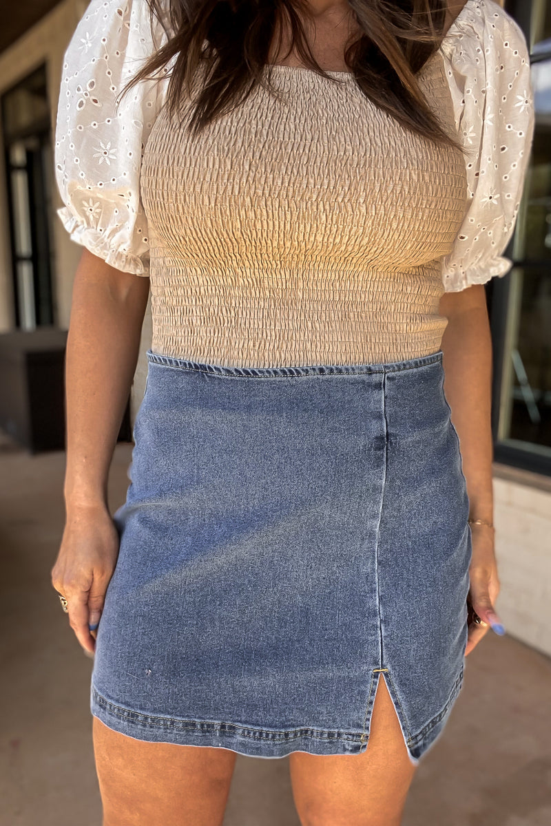 Turning Tides Mini Denim Skirt