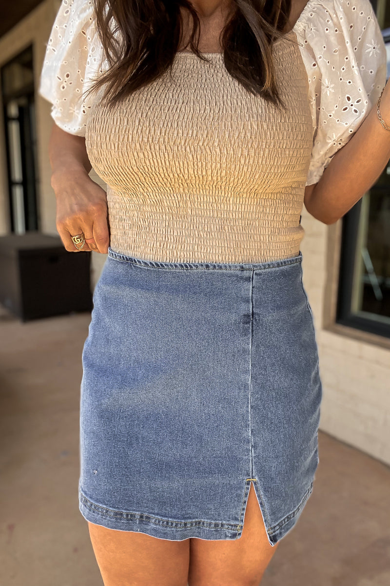 Turning Tides Mini Denim Skirt