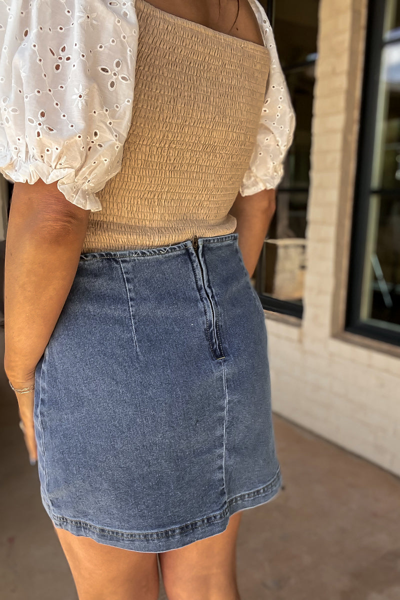 Turning Tides Mini Denim Skirt