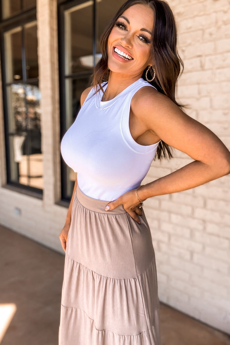 Willing To Work White Cropped Seamless Muscle Tank