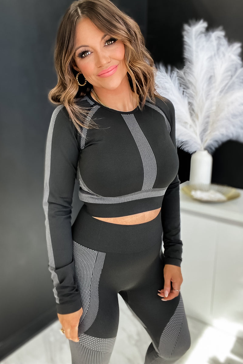 Into Space Black Ultra Seamless Crop Long Sleeve Top