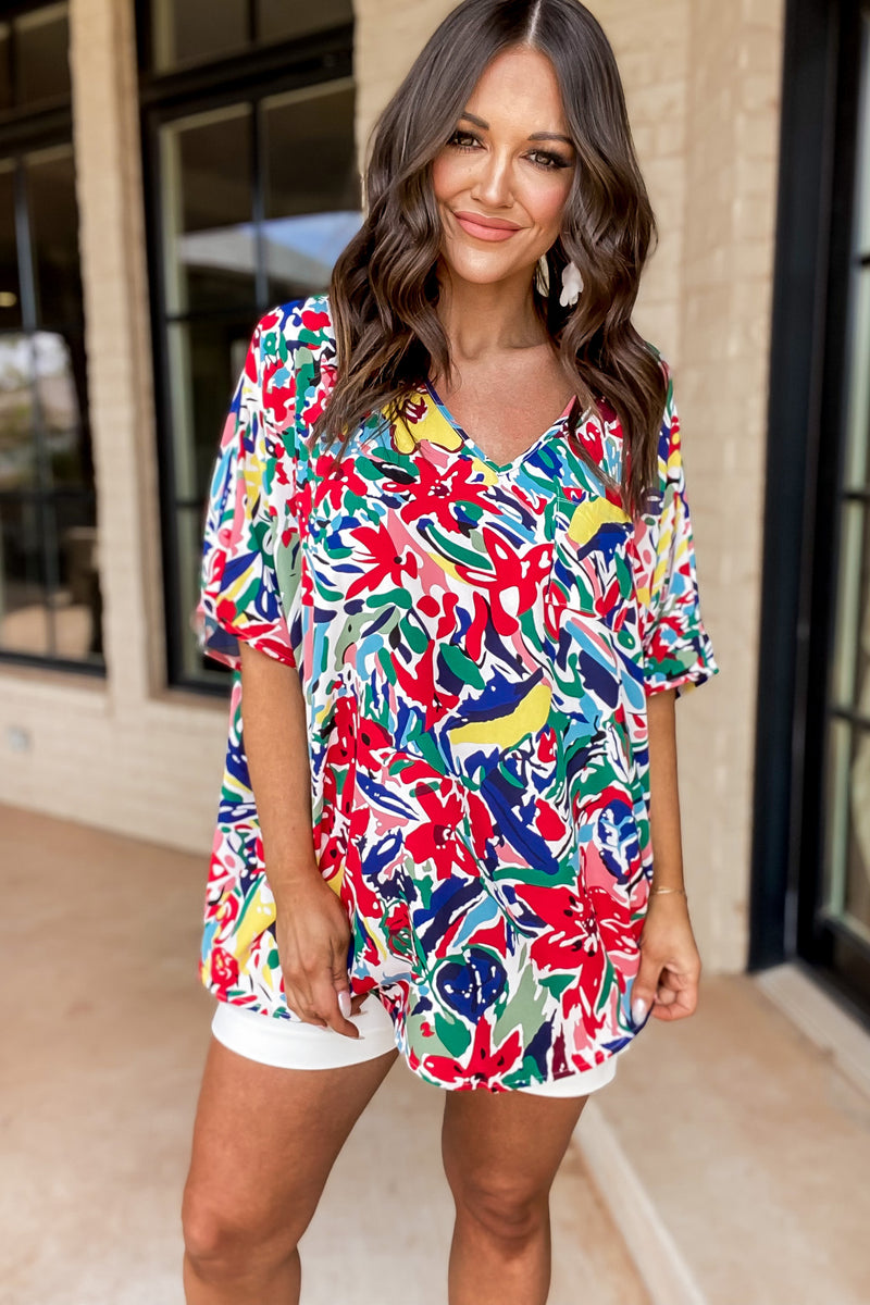 I've Got You Floral Print Oversized Boxy Top